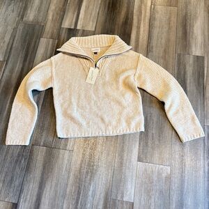 Brand New Universal Threads Cream Beige Quarter Zip Sweater Cropped